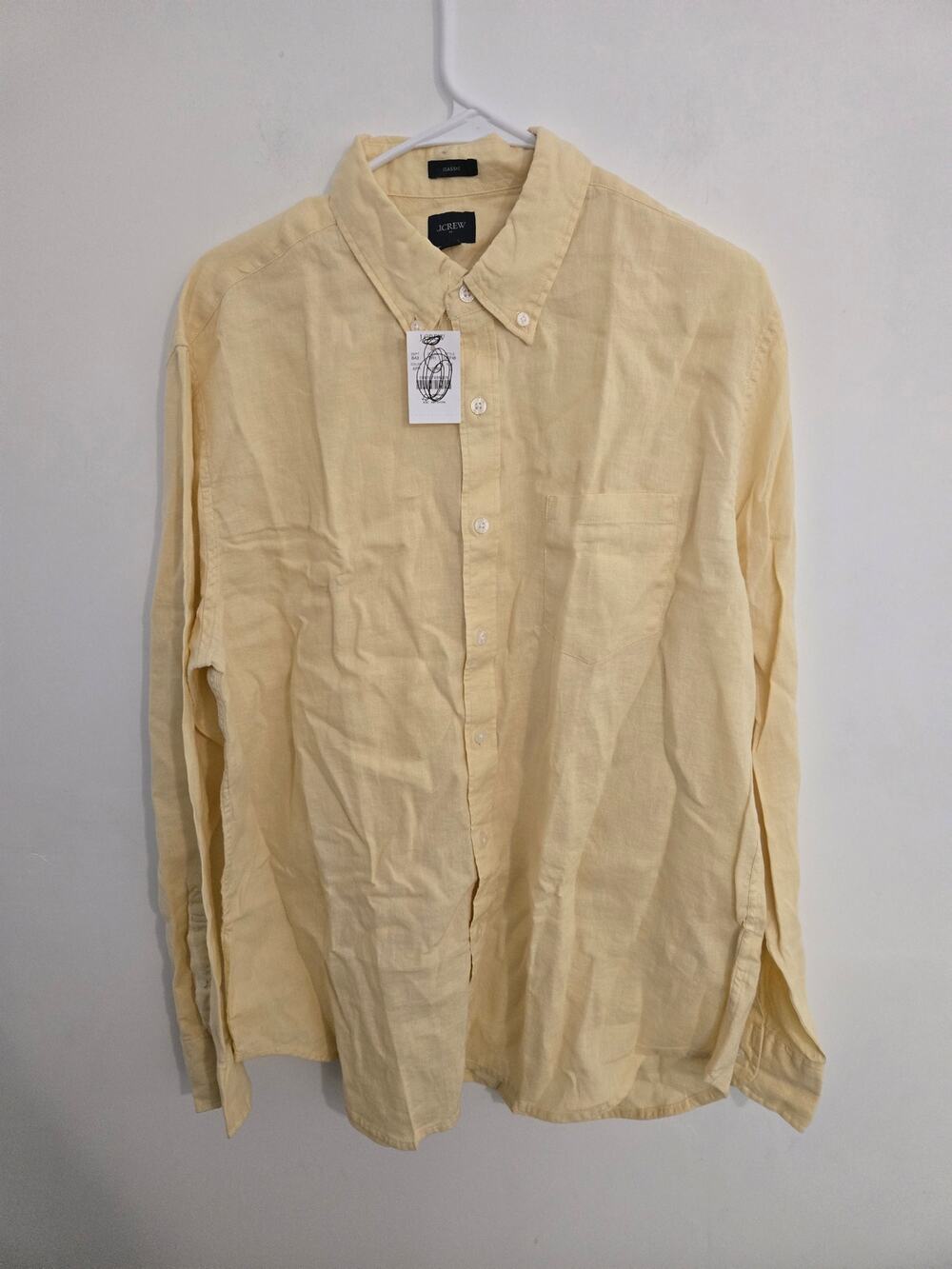 NWT J.Crew Classic-fit linen-blend shirt size large yellow.
